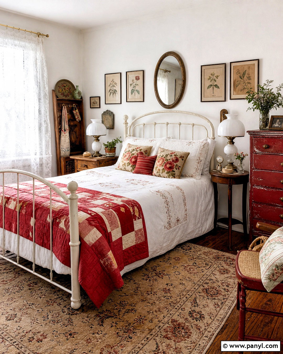 Red And White Vintage Bedroom - 20 red and white bedroom ideas