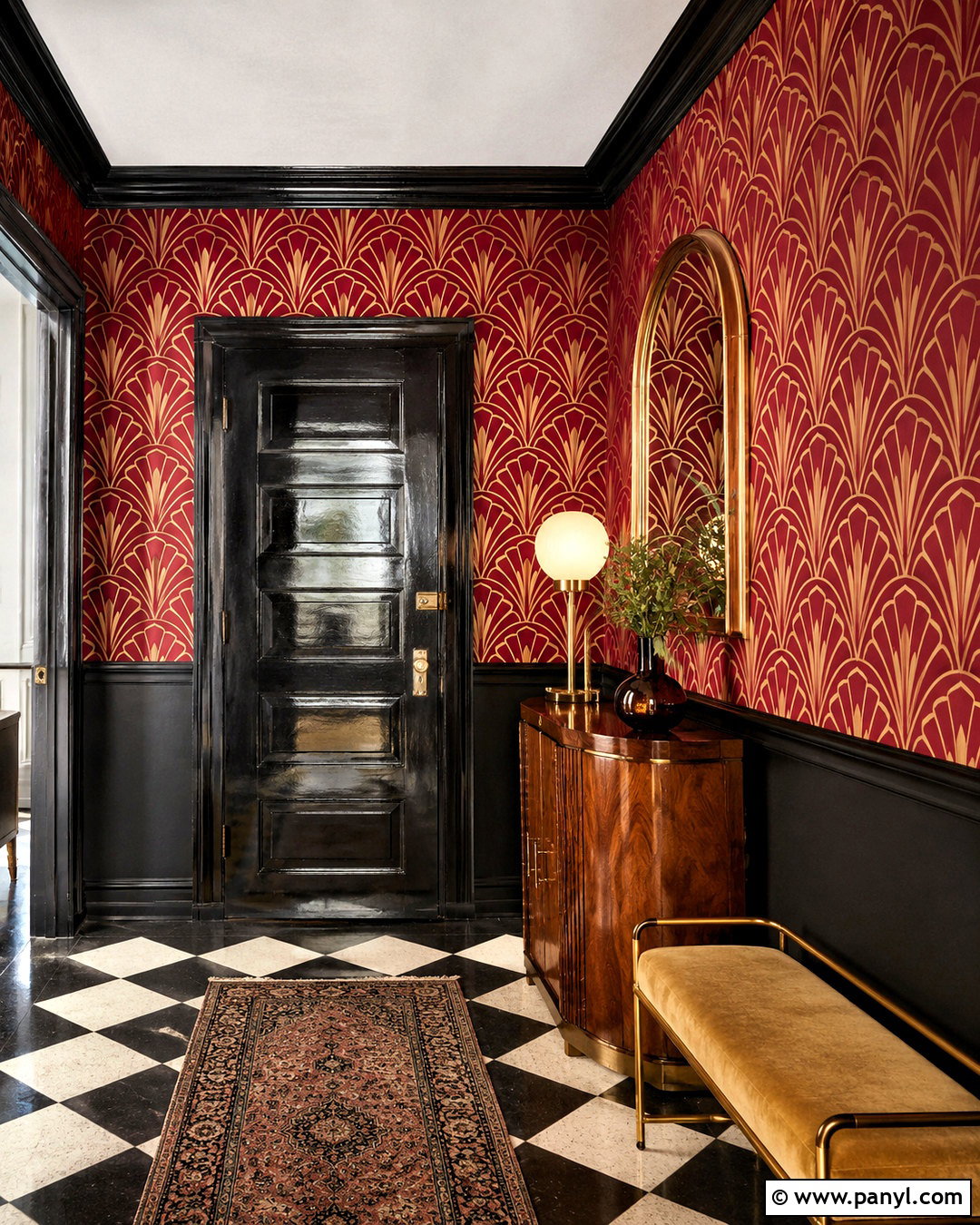 Red Art Deco Wall Pattern - 20 Vintage Red Wall Pattern Ideas