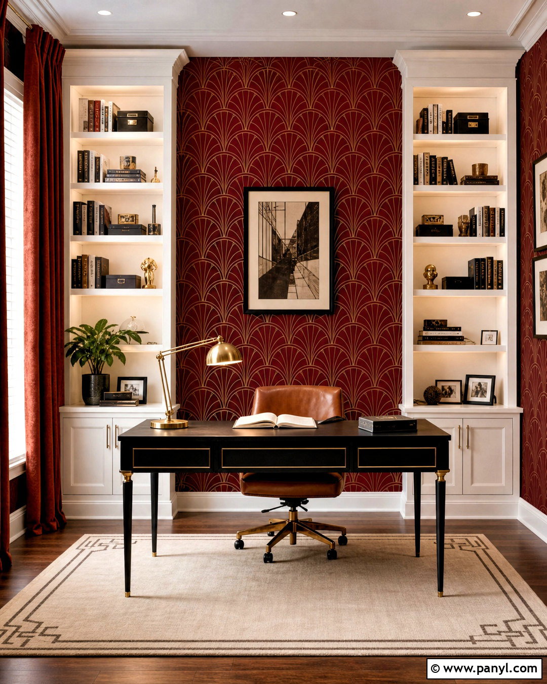 Red Art Deco Wallpaper Home Office - 20 red patterned background decor ideas