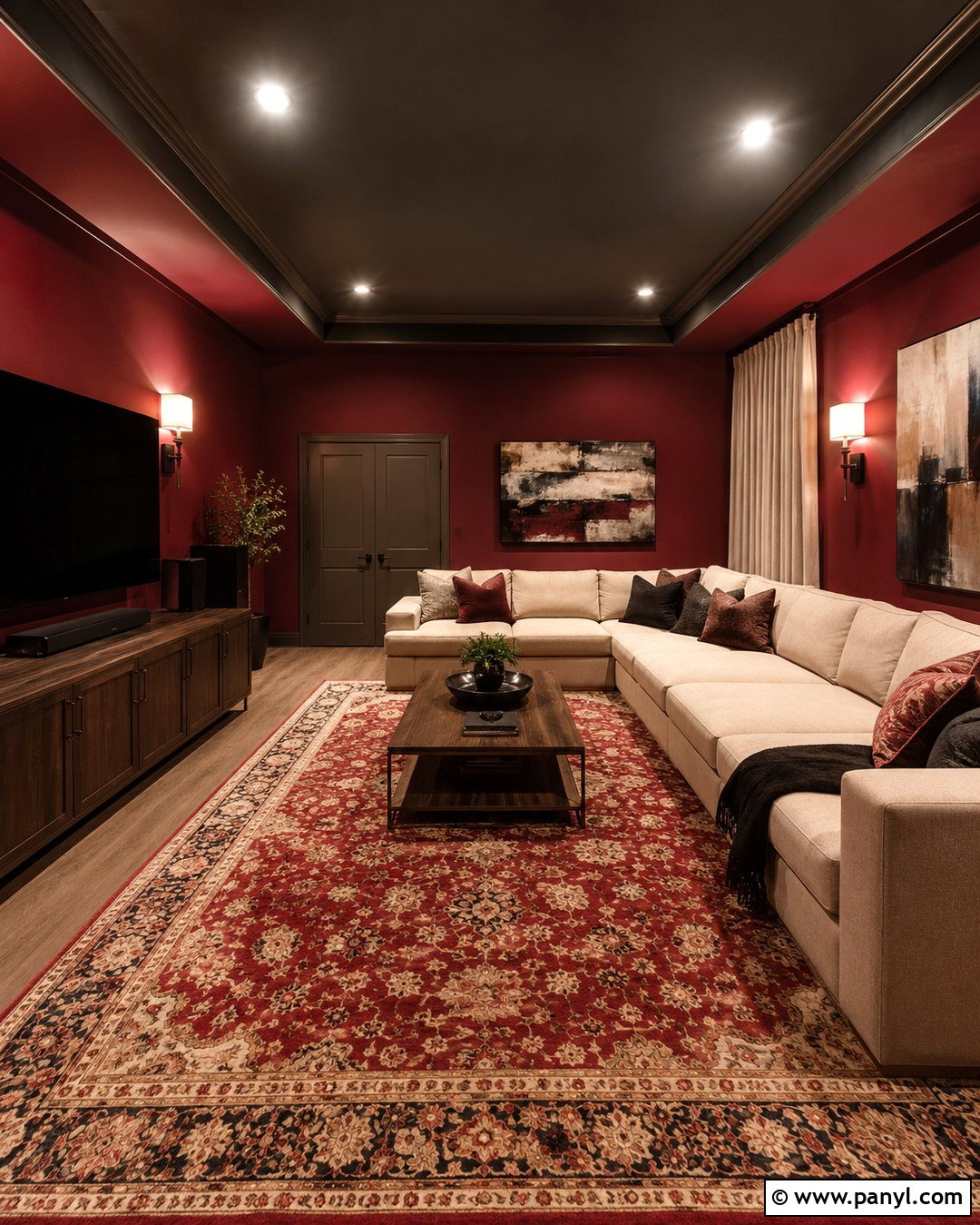 Red Basement Media Room Walls - 20 Red Wall Paint Ideas
