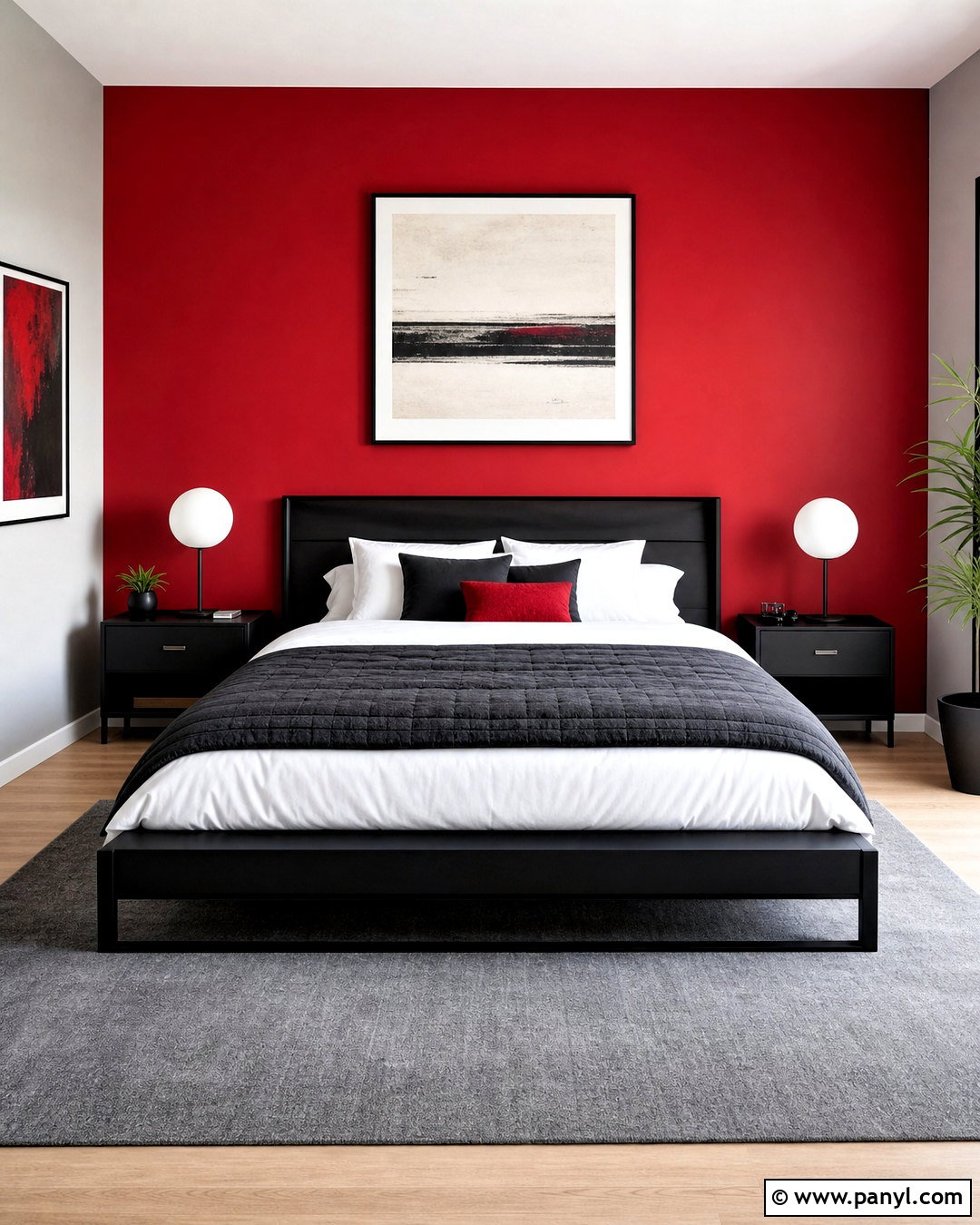 Red Bedroom Wall With Black Furniture - 20 red wall background ideas
