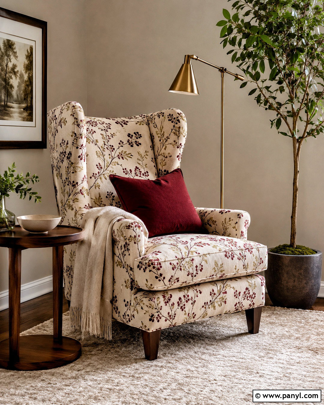 Red Botanical Reading Corner - 20 modern red pattern ideas