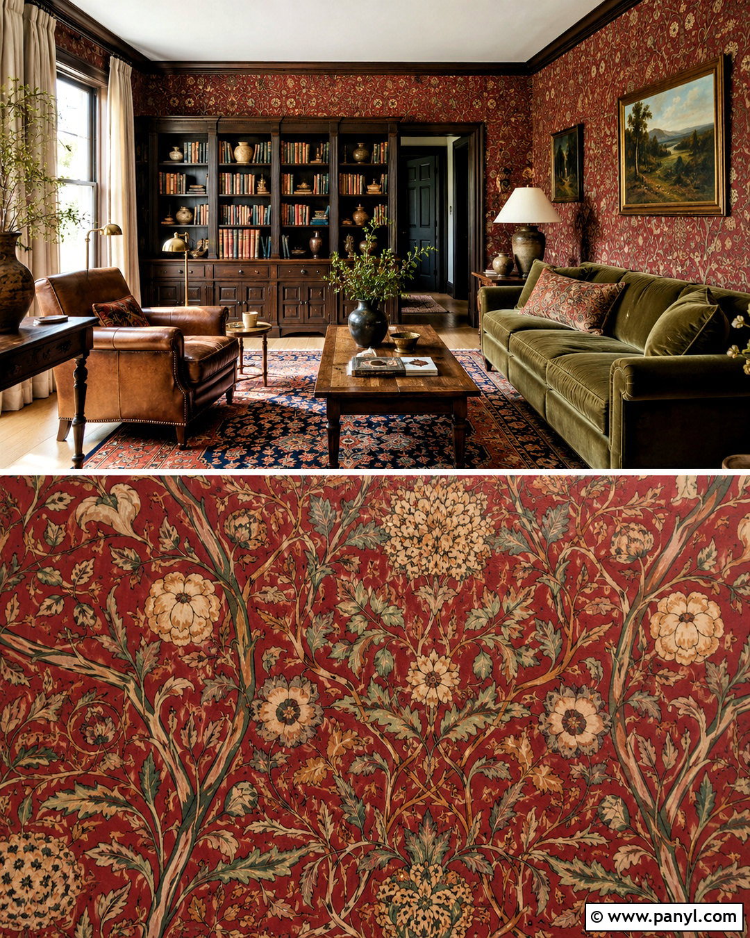 Red Botanical Wall Pattern - 20 Vintage Red Wall Pattern Ideas