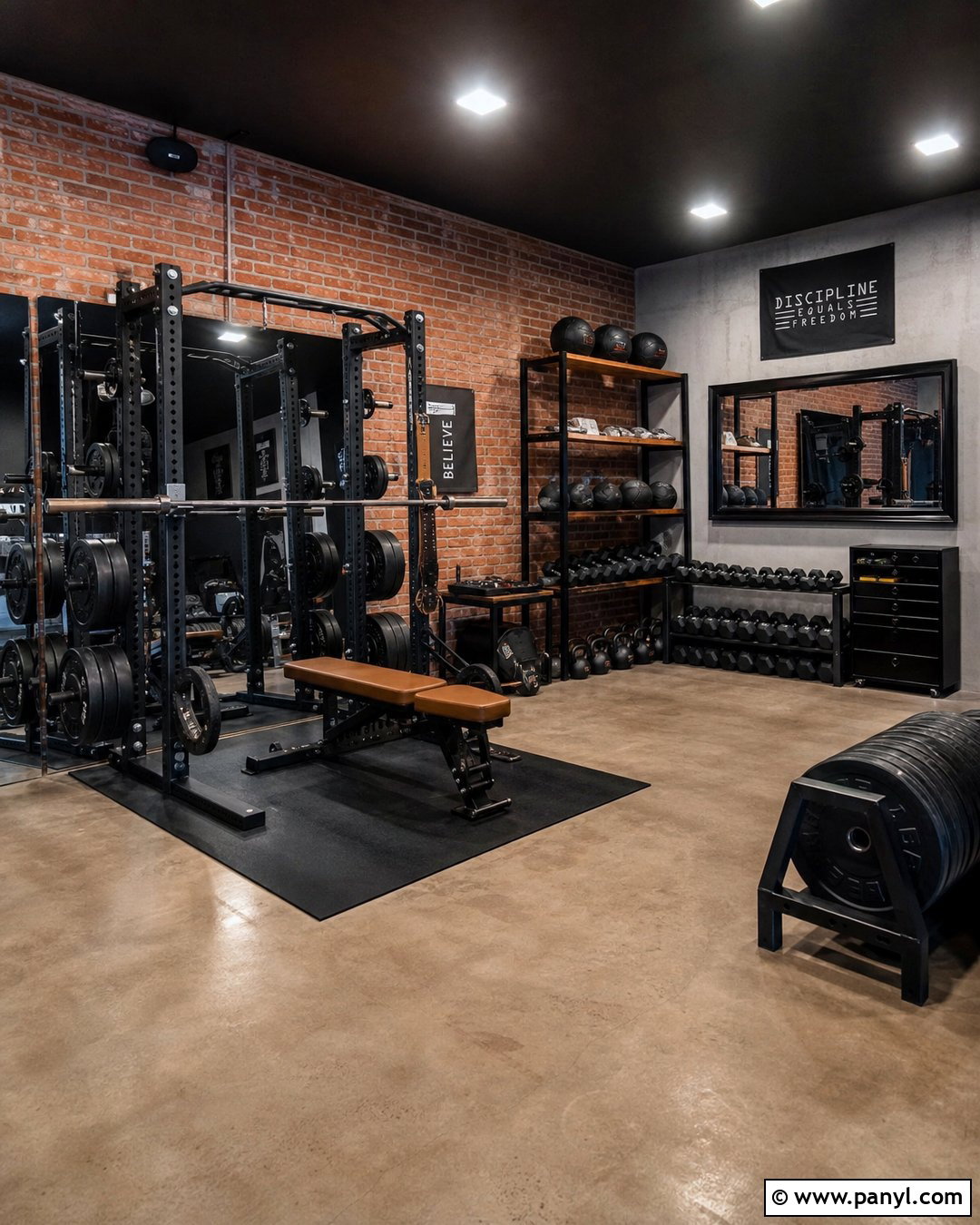 Red Brick Accent Wall Industrial Gym - 20 Red Accent Wall Gym Ideas