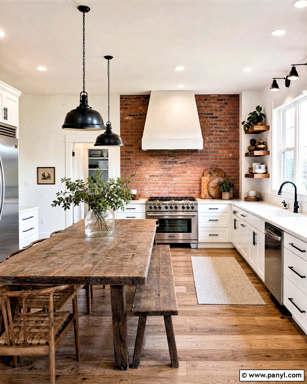Red Brick And White Kitchen - 20 red and white kitchen ideas