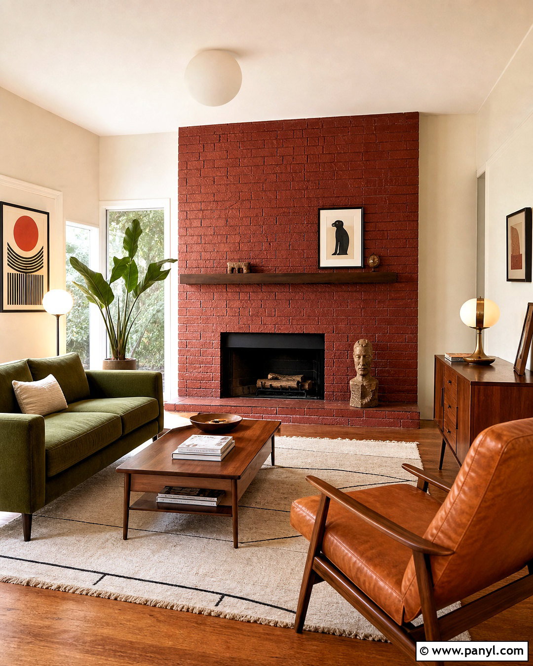 Red Brick Fireplace With Dark Walnut Mantel - 20 red brick fireplace mantle ideas