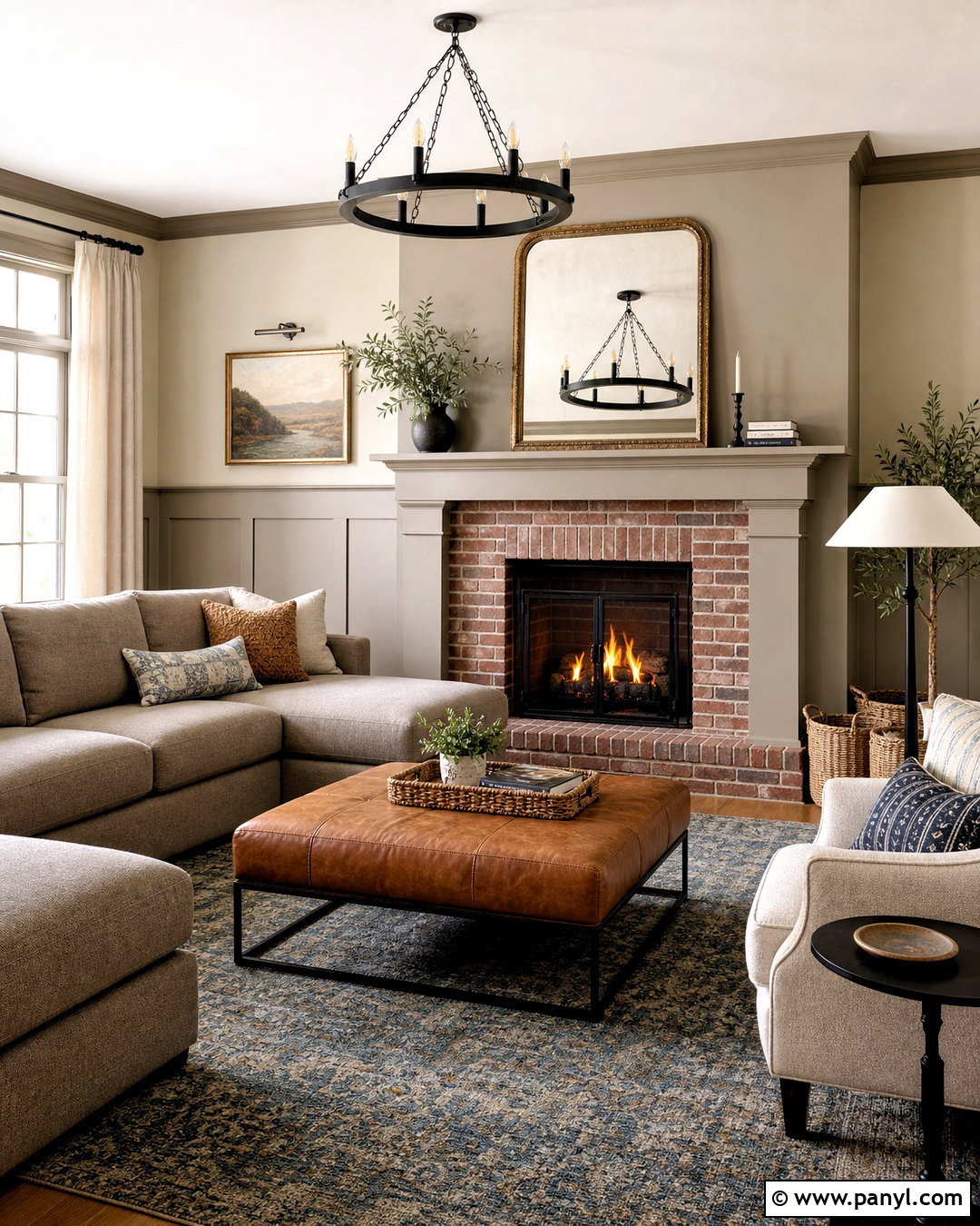 Red Brick Fireplace With Greige Mantel - 20 red brick fireplace mantle ideas
