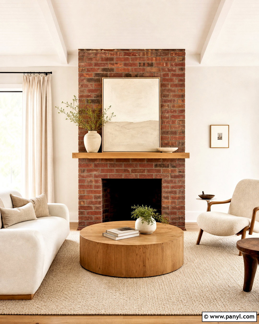 Red Brick Fireplace With Minimal Mantel Decor - 20 red brick fireplace mantle ideas
