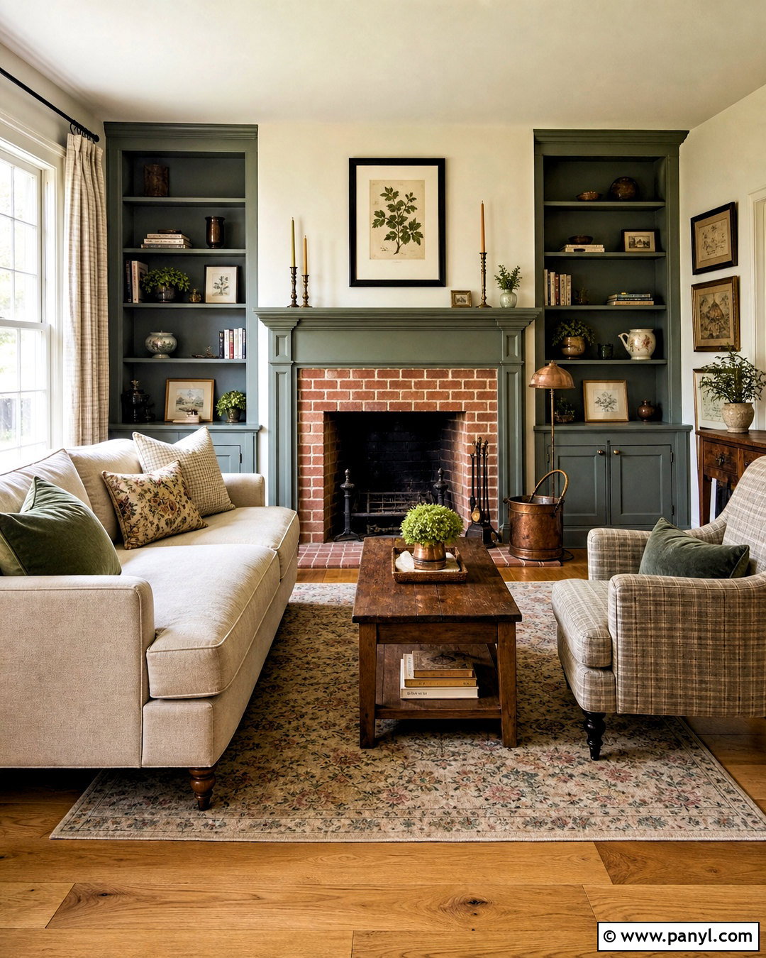 Red Brick Fireplace With Sage Green Mantel - 20 red brick fireplace mantle ideas
