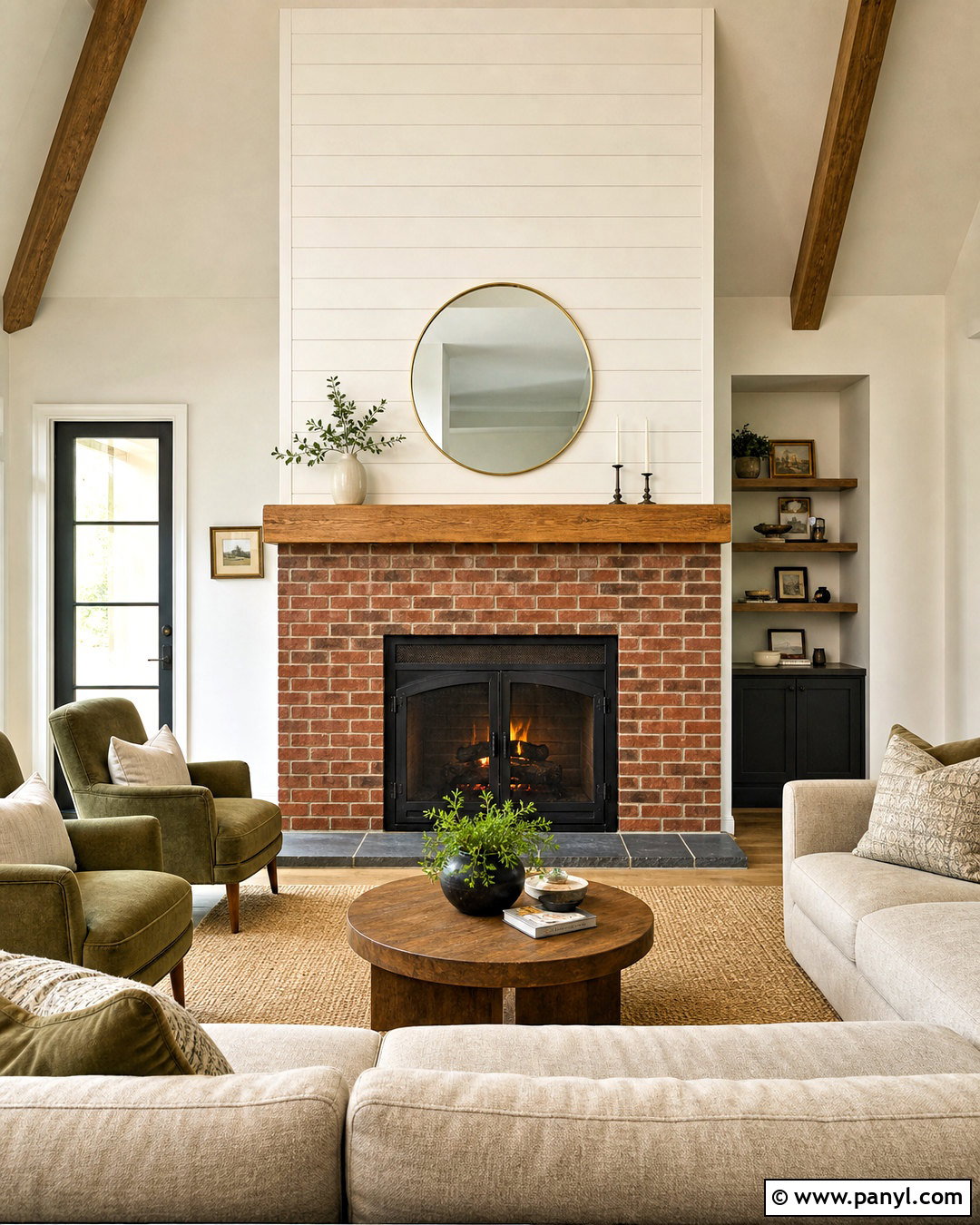 Red Brick Fireplace With Shiplap - 20 red brick fireplace makeover ideas