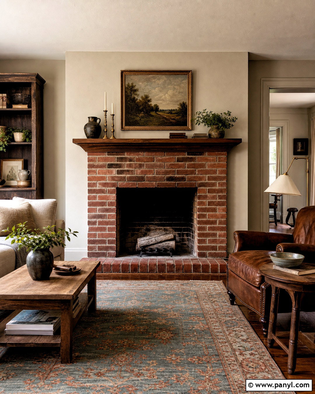 Red Brick Fireplace With Vintage Decor - 20 red brick fireplace mantle ideas