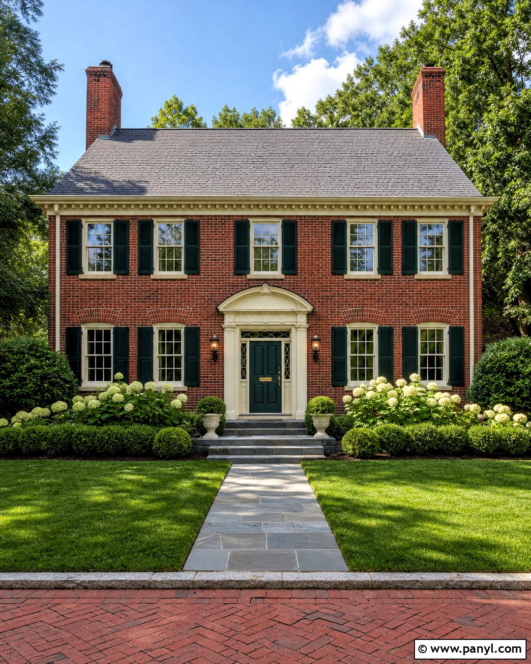 Red Brick House With Dark Green Shutters - 20 red brick house exterior makeover ideas