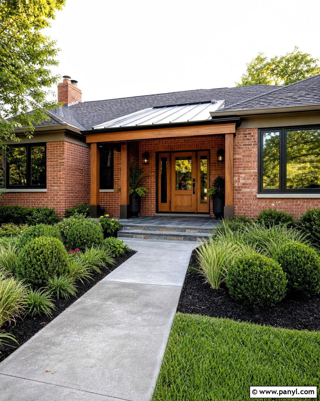 Red Brick House With Modern Front Porch - 20 red brick house exterior makeover ideas