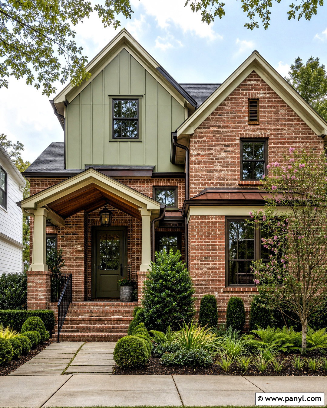 Red Brick House With Sage Green Siding - 20 updating brick house exterior ideas