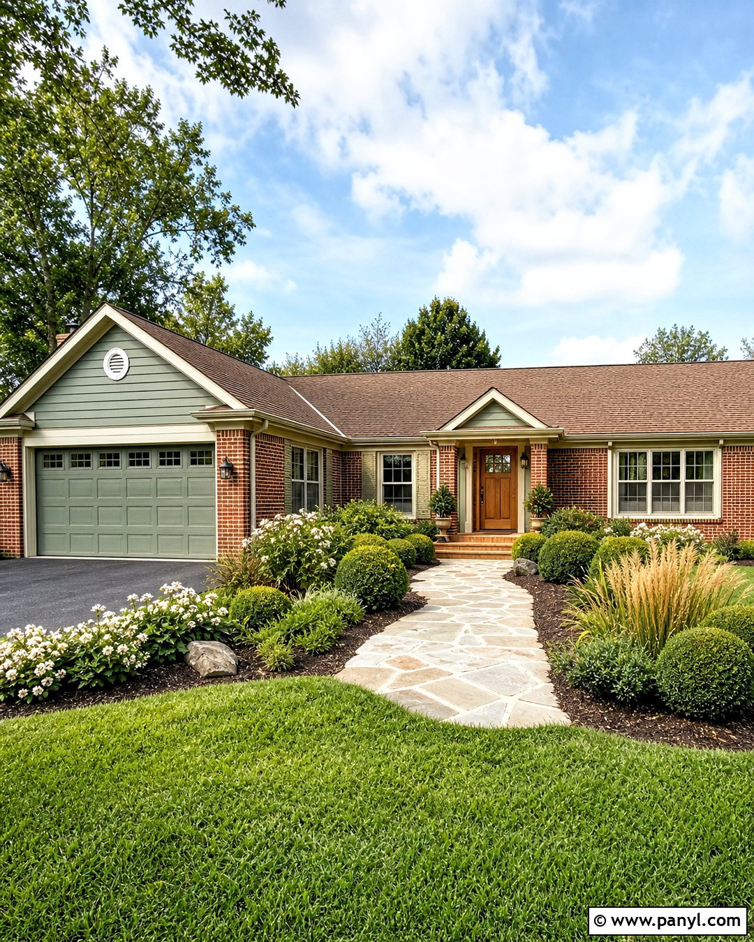 Red Brick Ranch With Sage Green Siding - 20 red brick ranch exterior makeover ideas