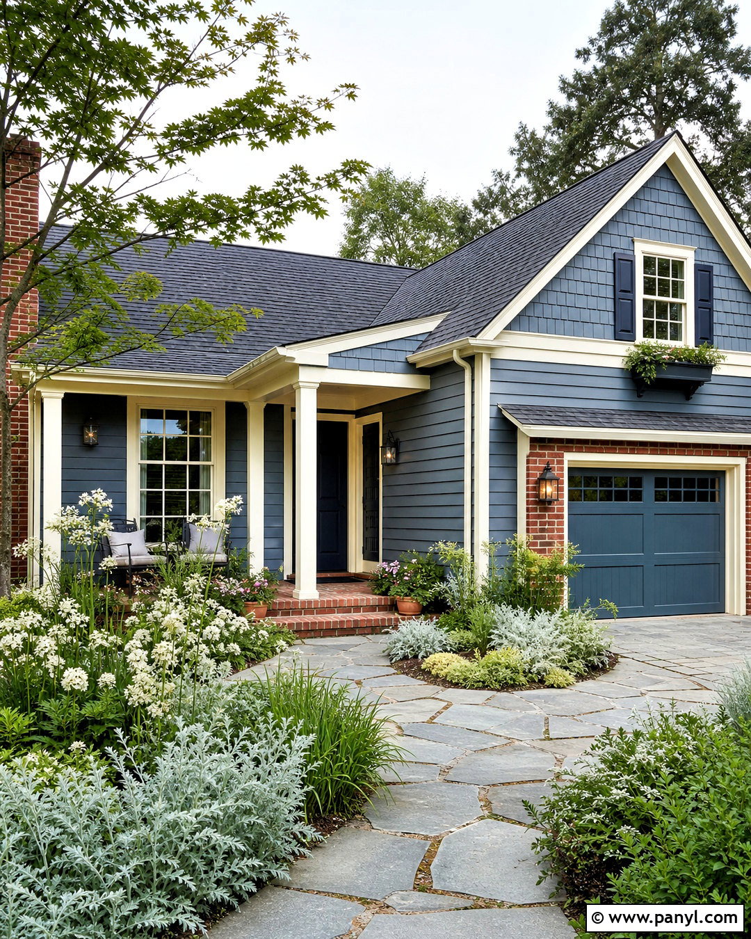 Red Brick With Blue Gray Paint - 20 red brick and paint combinations