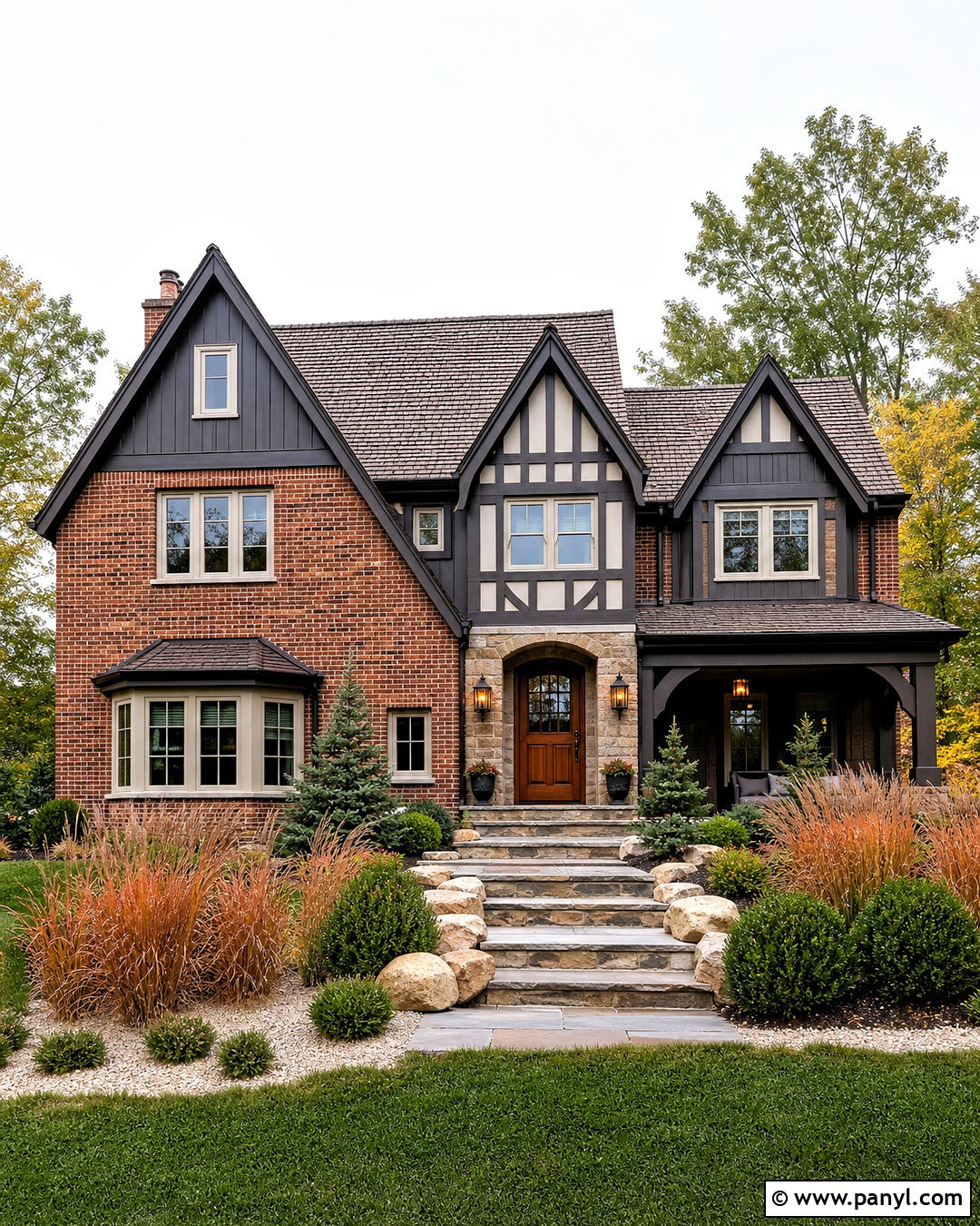 Red Brick With Deep Brown Paint - 20 red brick and paint combinations