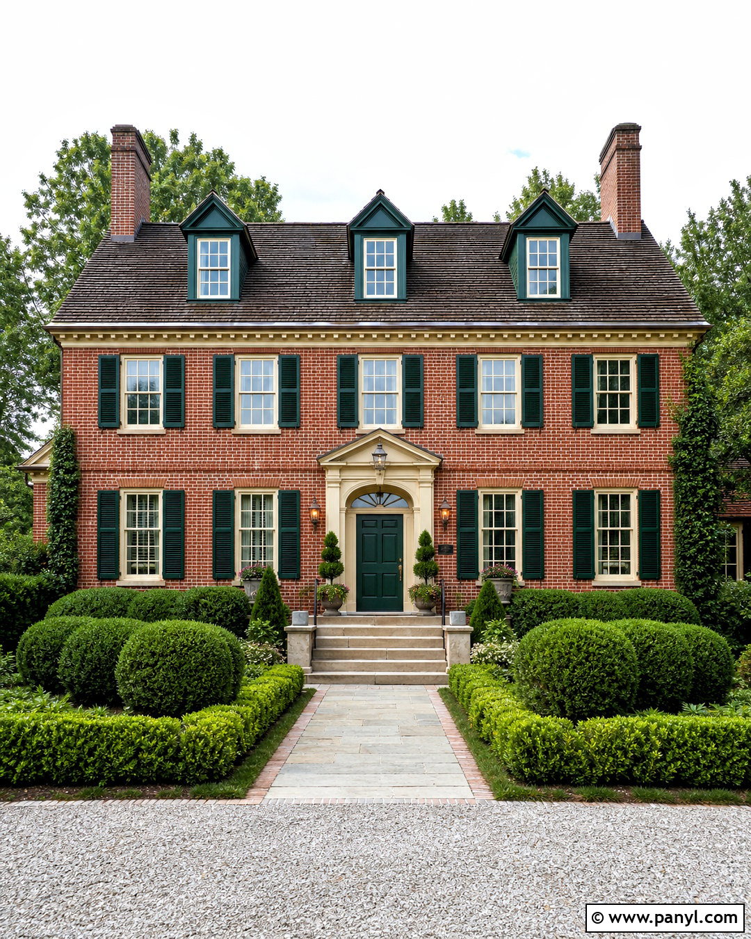Red Brick With Forest Green Paint - 20 red brick and paint combinations