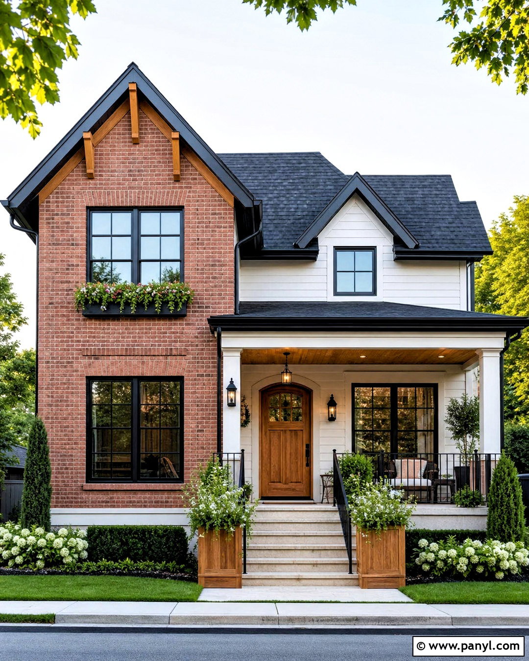 Red Brick With Natural Wood And White Paint - 20 red brick and paint combinations