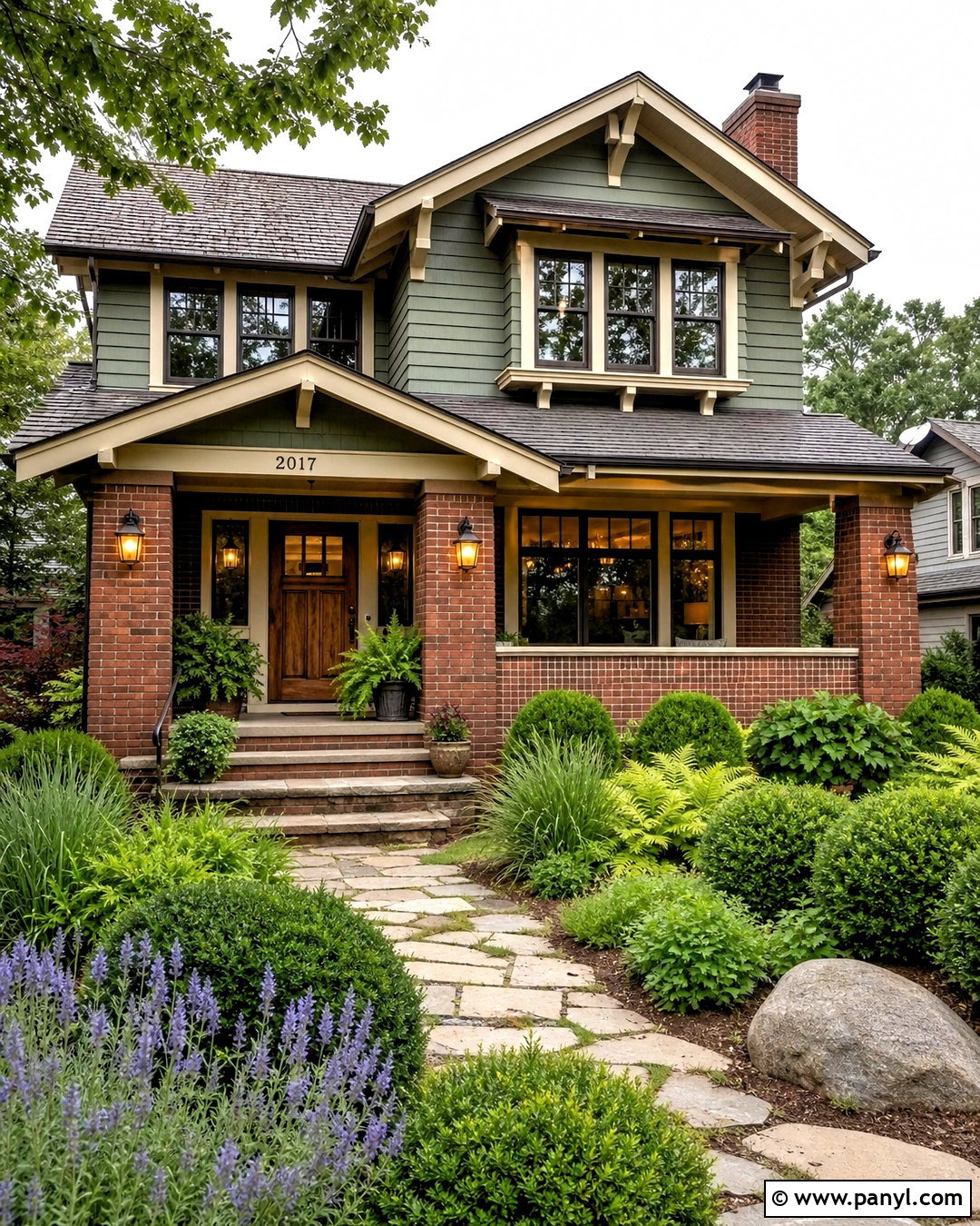 Red Brick With Sage Green Paint - 20 red brick and paint combinations