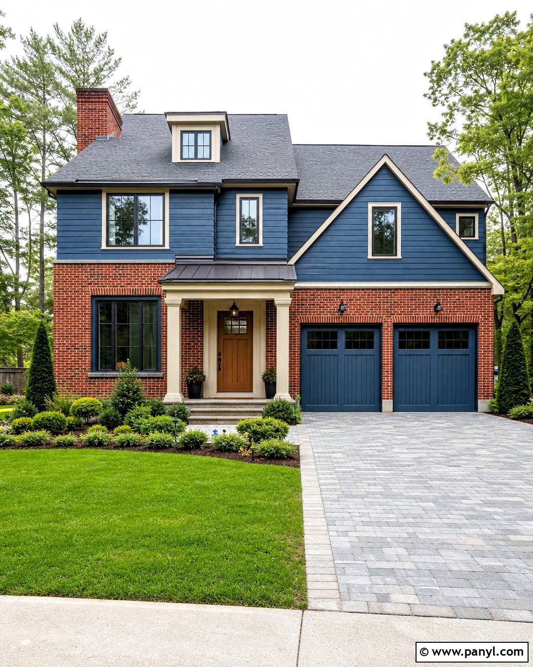 Red Brick With Slate Blue Paint - 20 red brick and paint combinations
