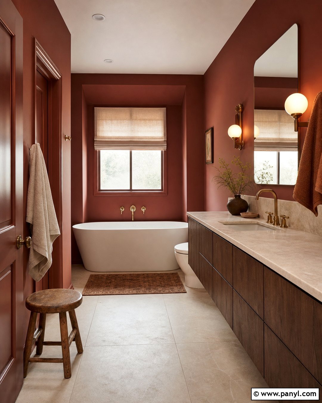 Red Brown Bathroom Walls - 25 Painted Walls Bathroom Ideas