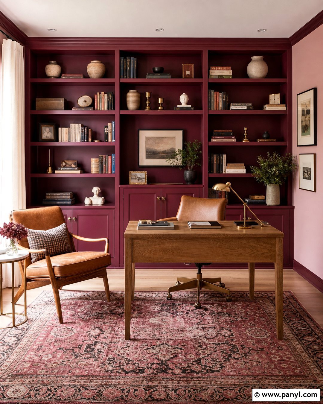 Red Built-In Shelves On Pink Walls - 25 Pink And Red Wall Ideas