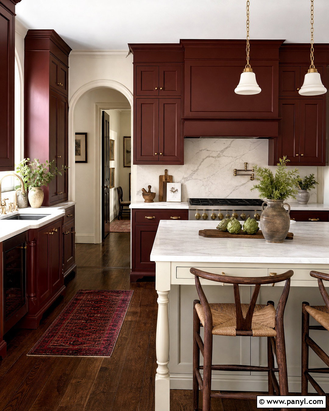 Red Cabinets With White Marble Countertops - 20 red and white kitchen ideas