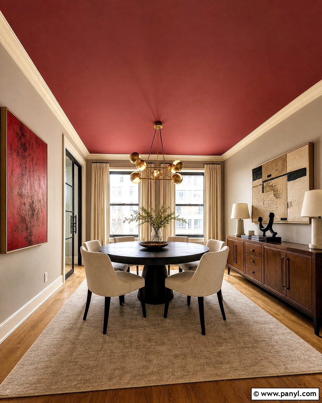 Red Ceiling And Neutral Walls - 20 red wall painting ideas
