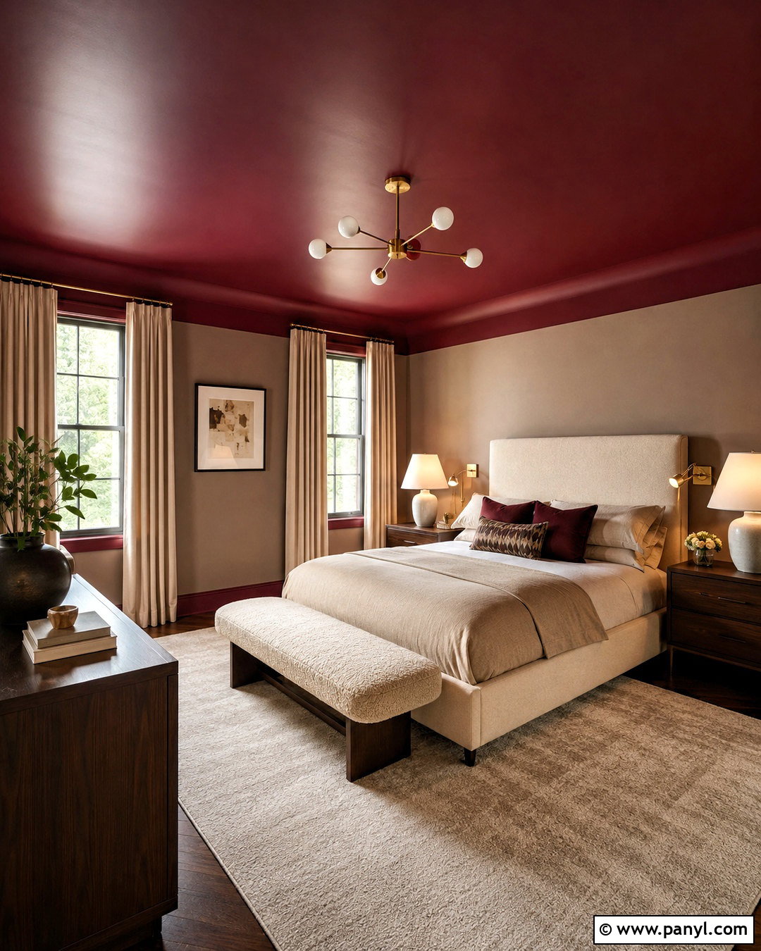 Red Ceiling Bedroom - 20 moody red bedroom ideas