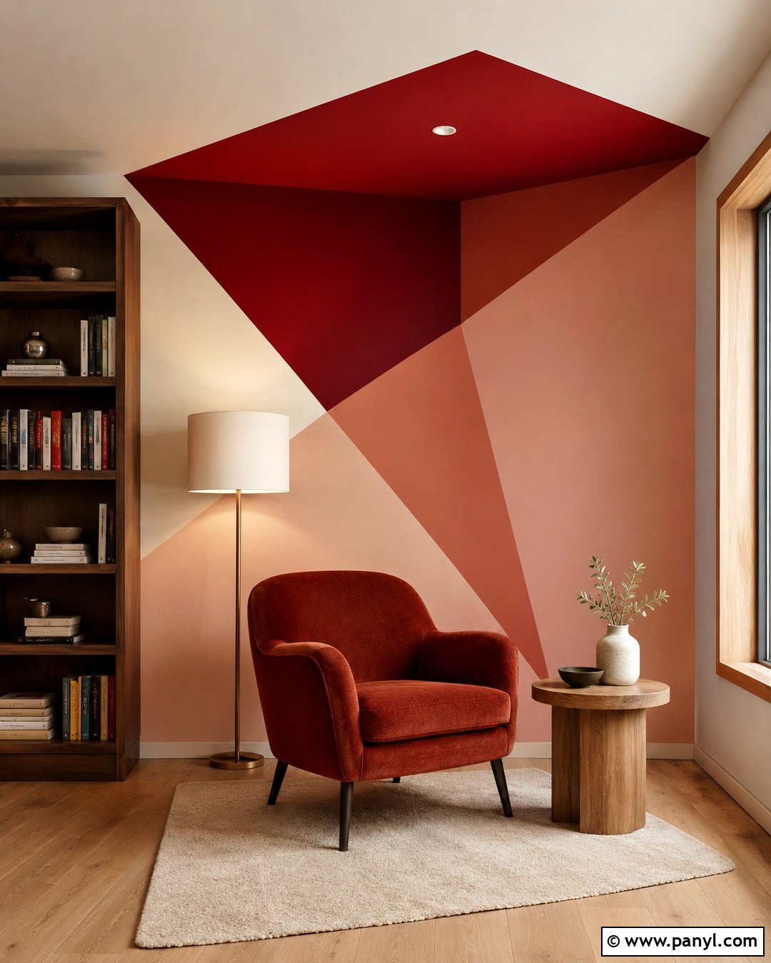 Red Ceiling Corner Geometric Wall - 20 Geometric Wall Paint Red Ideas