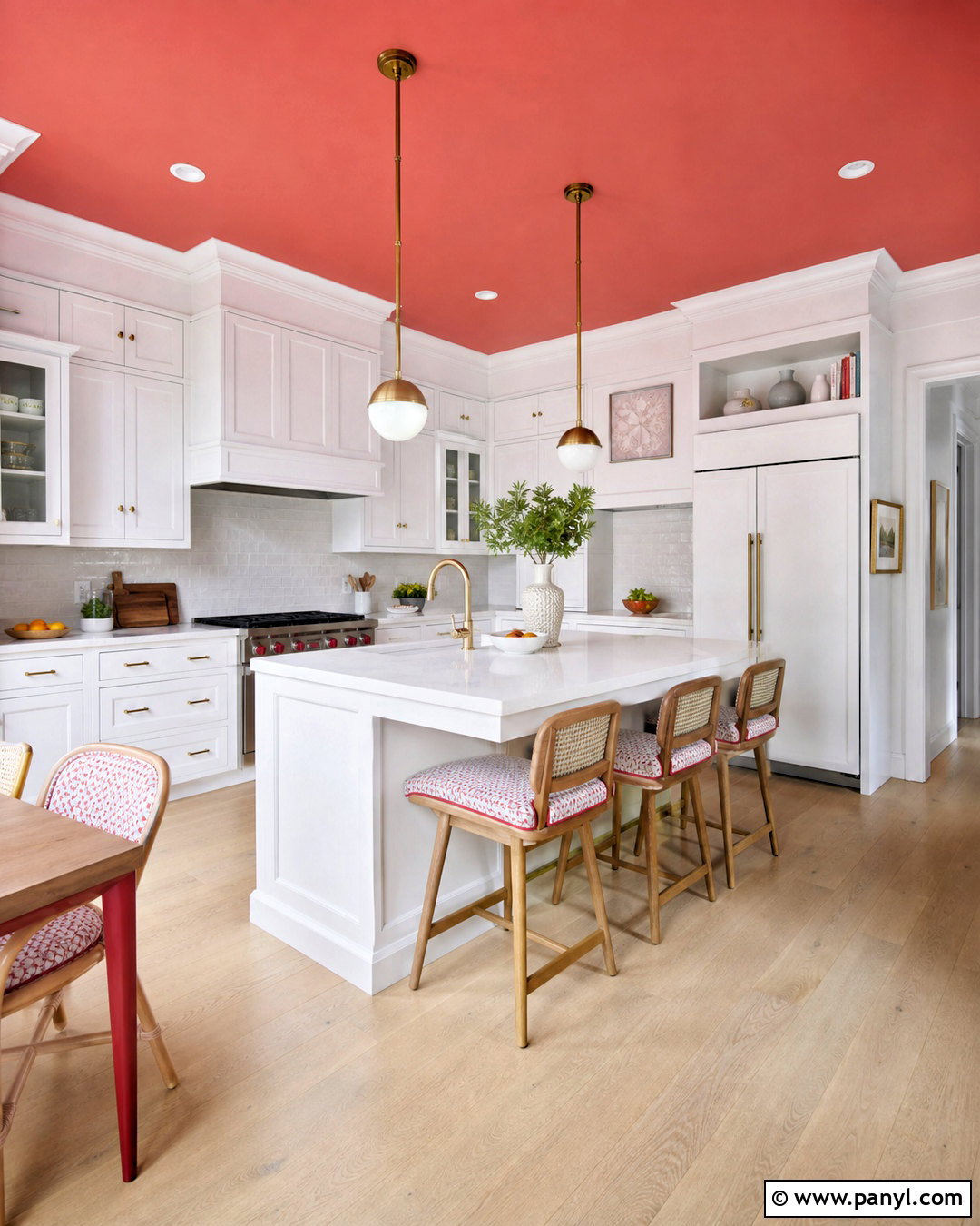 Red Ceiling With A White Kitchen - 20 red and white kitchen ideas