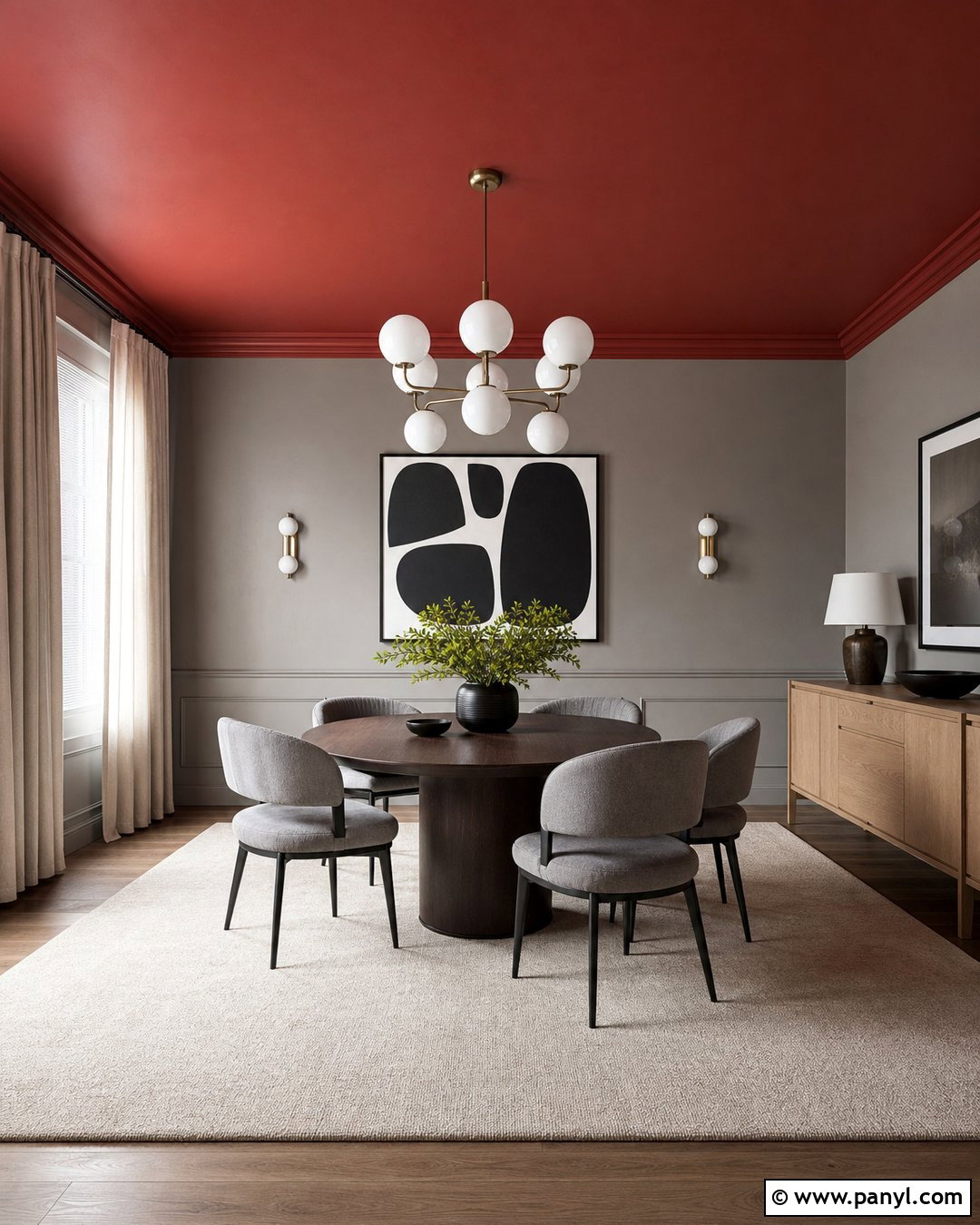Red Ceiling With Light Grey Walls - 20 Red And Grey Walls