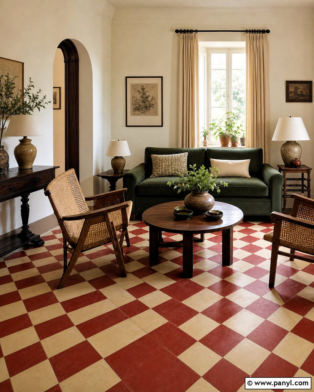 Red Checkerboard Floor Living Room - 20 red floor living room ideas