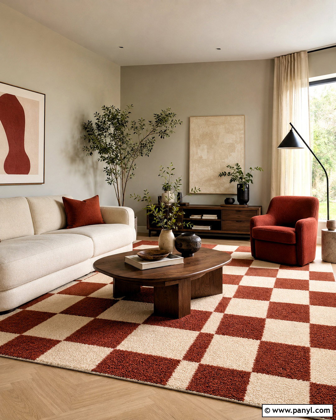 Red Checkerboard Living Room - 20 modern red pattern ideas