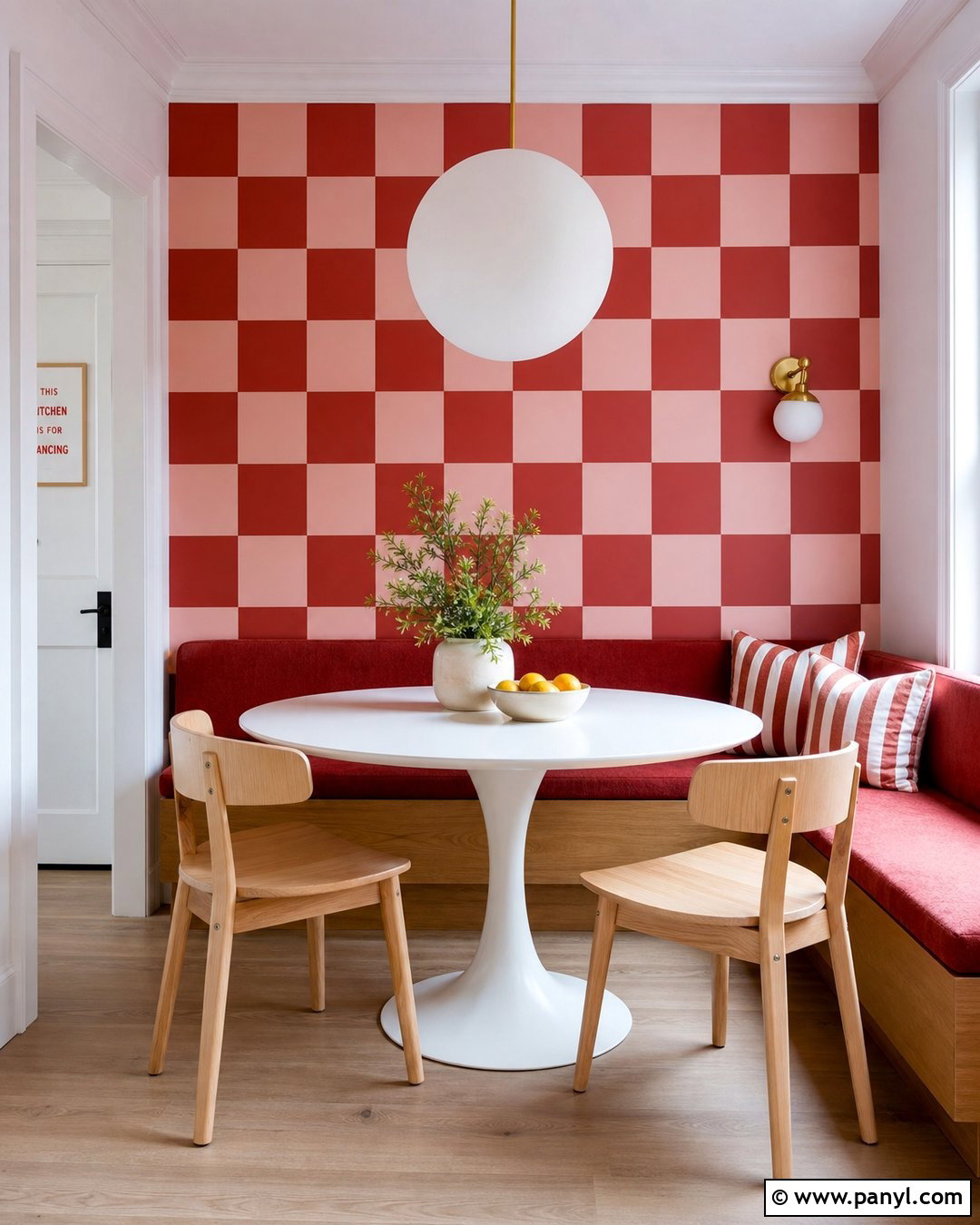 Red Checkerboard Wall With Pale Pink Paint - 25 Pink And Red Wall Ideas