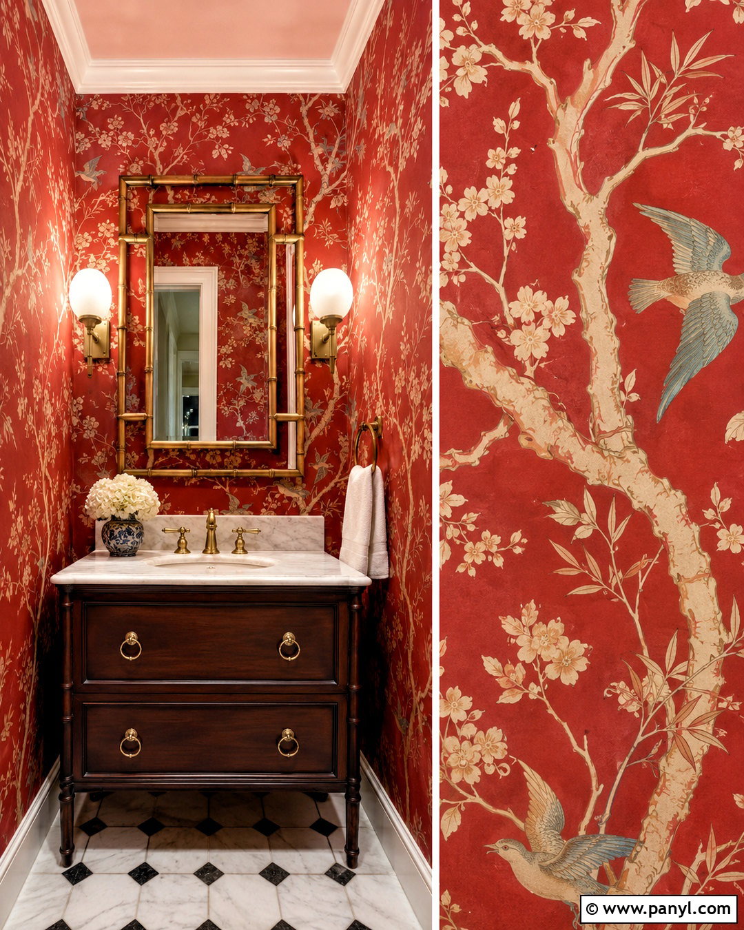 Red Chinoiserie Wall Pattern - 20 Vintage Red Wall Pattern Ideas