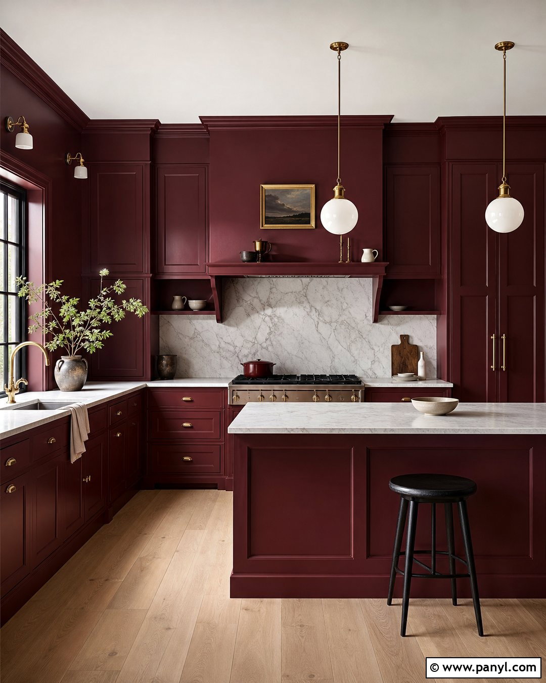 Red Color-Drenched Kitchen - 20 Red Kitchen Wall Color Ideas