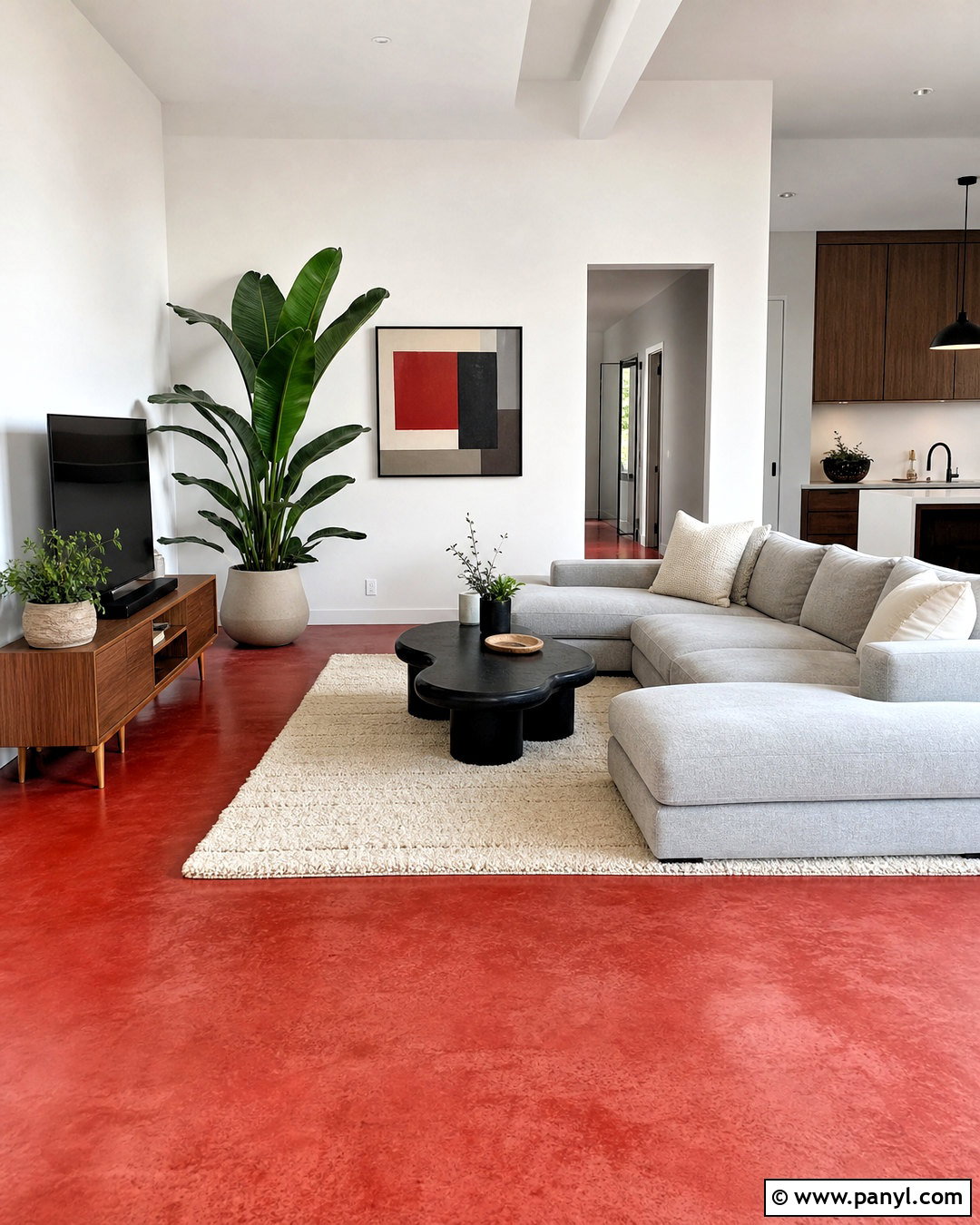 Red Concrete Floor Living Room - 20 red floor living room ideas