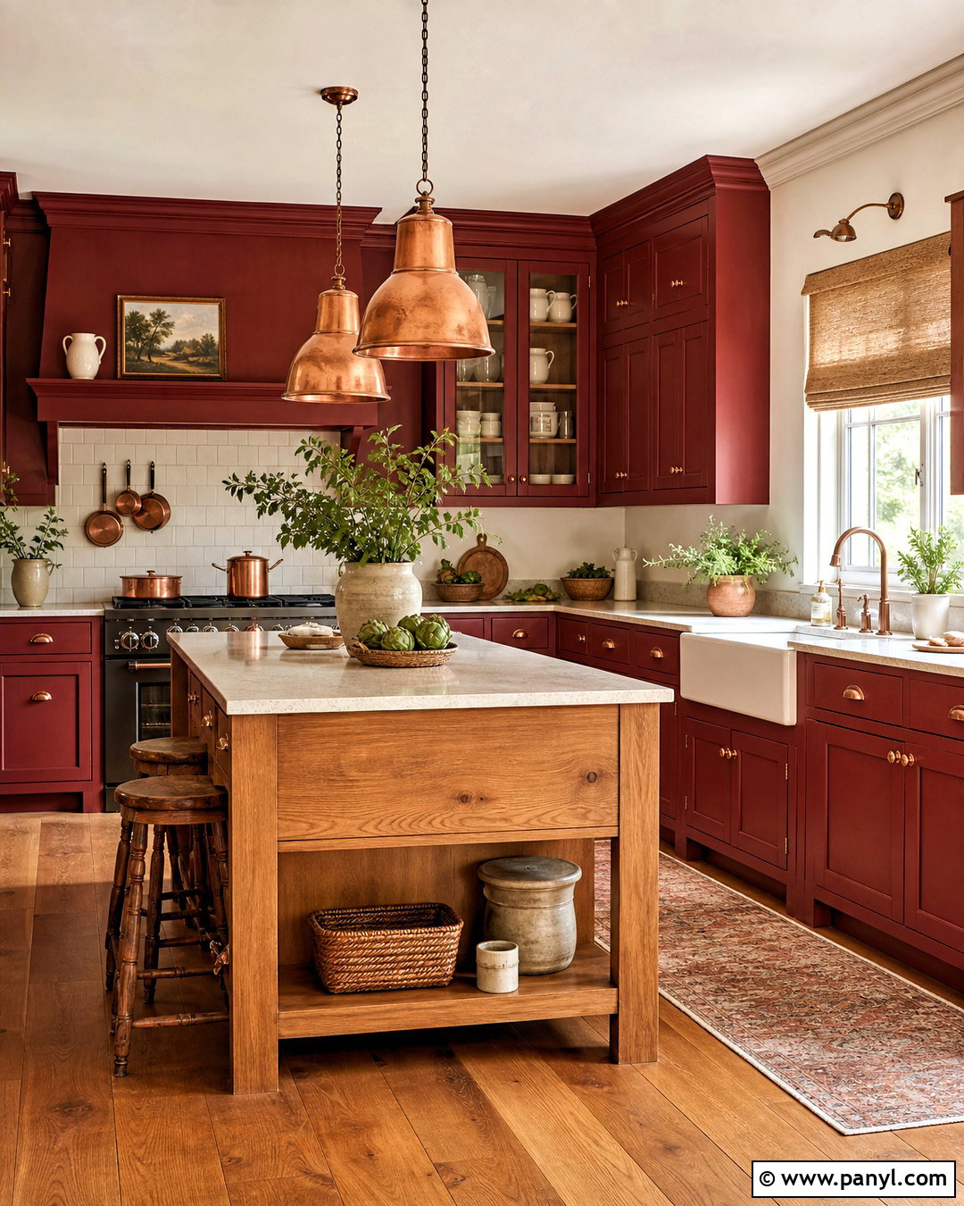 Red Country Kitchen With Copper Accents - 20 red country kitchens
