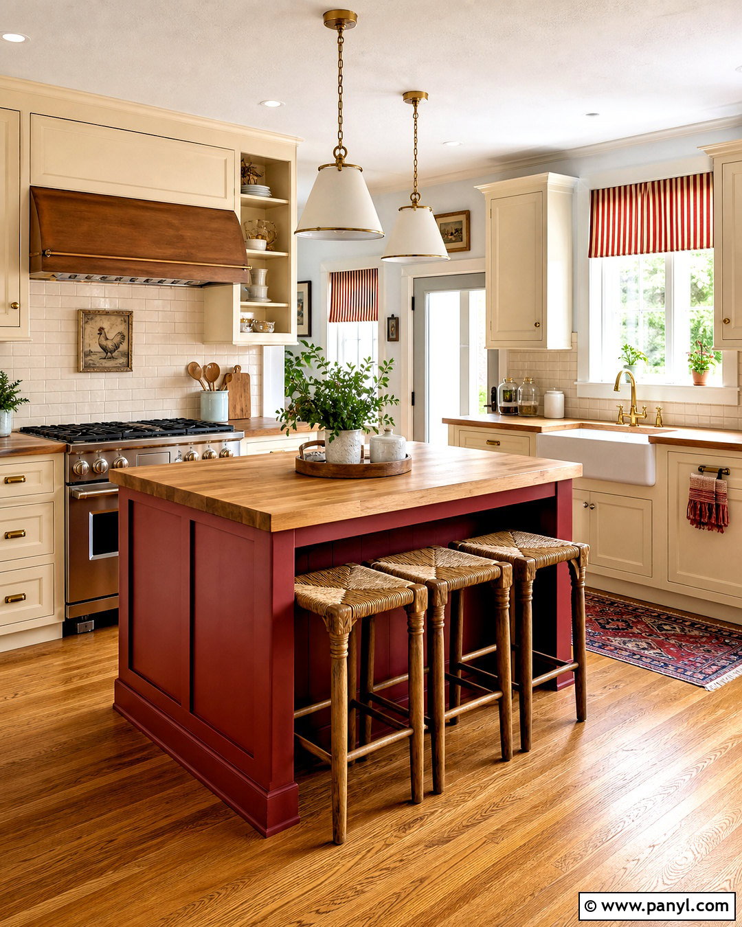 Red Country Kitchen With Cream Cabinets - 20 red country kitchens