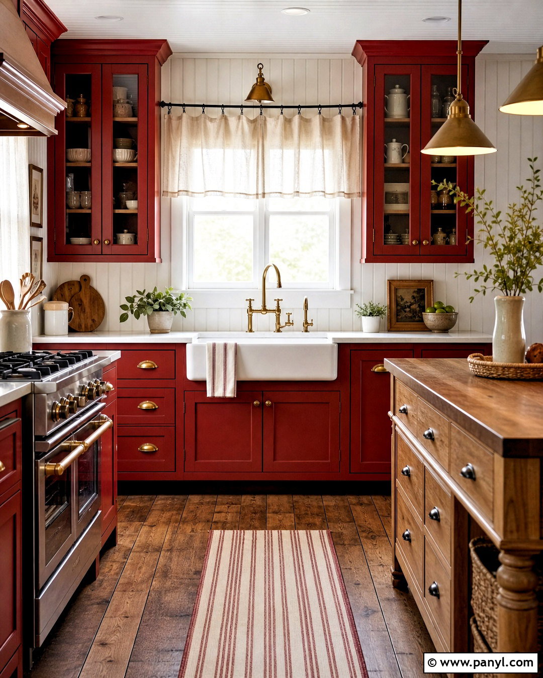 Red Country Kitchen With Farmhouse Sink - 20 red country kitchens