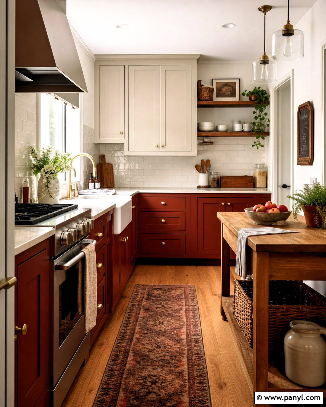 Red Country Kitchen With Small Layout - 20 red country kitchens