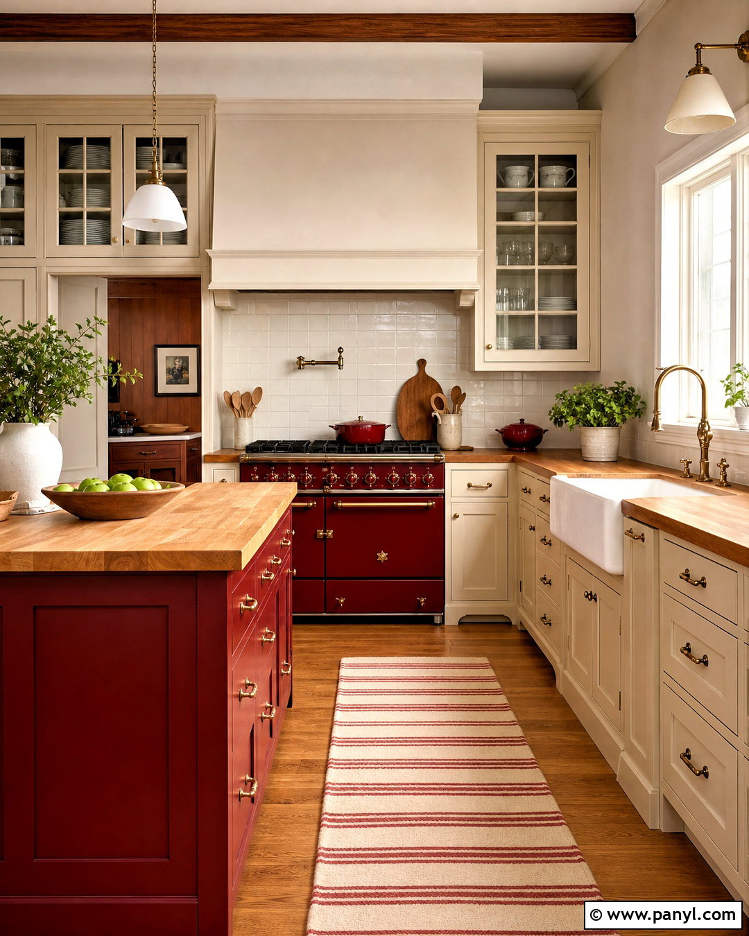 Red Country Kitchen With Vintage Range - 20 red country kitchens