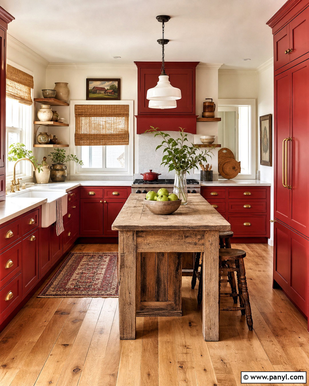 Red Country Kitchen With White Walls - 20 red country kitchens