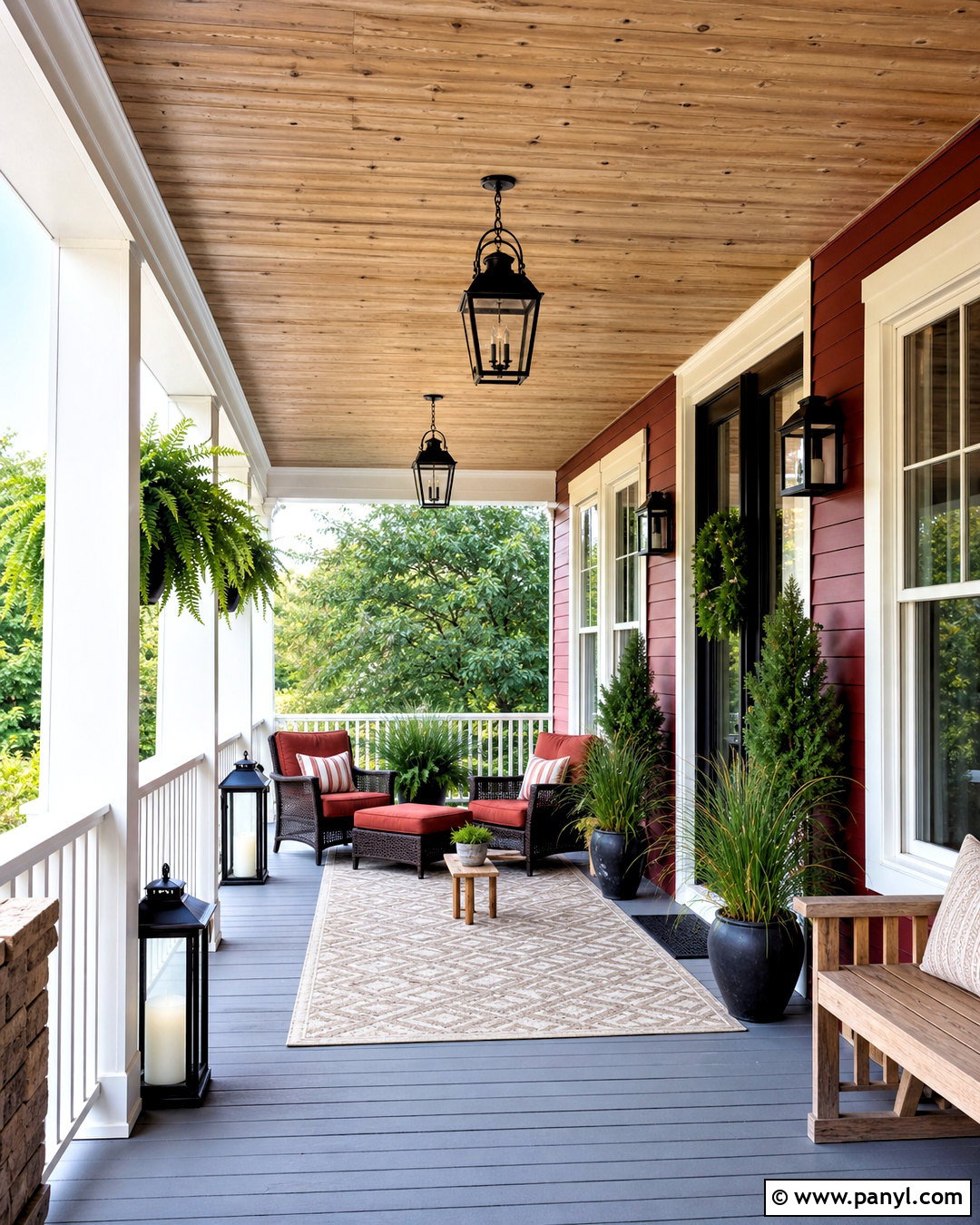 Red Covered Porch - 20 red home ideas