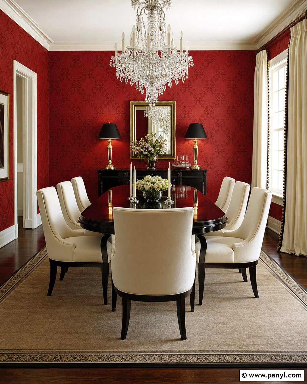 Red Damask Dining Room - 20 Early 2000S Red Walls