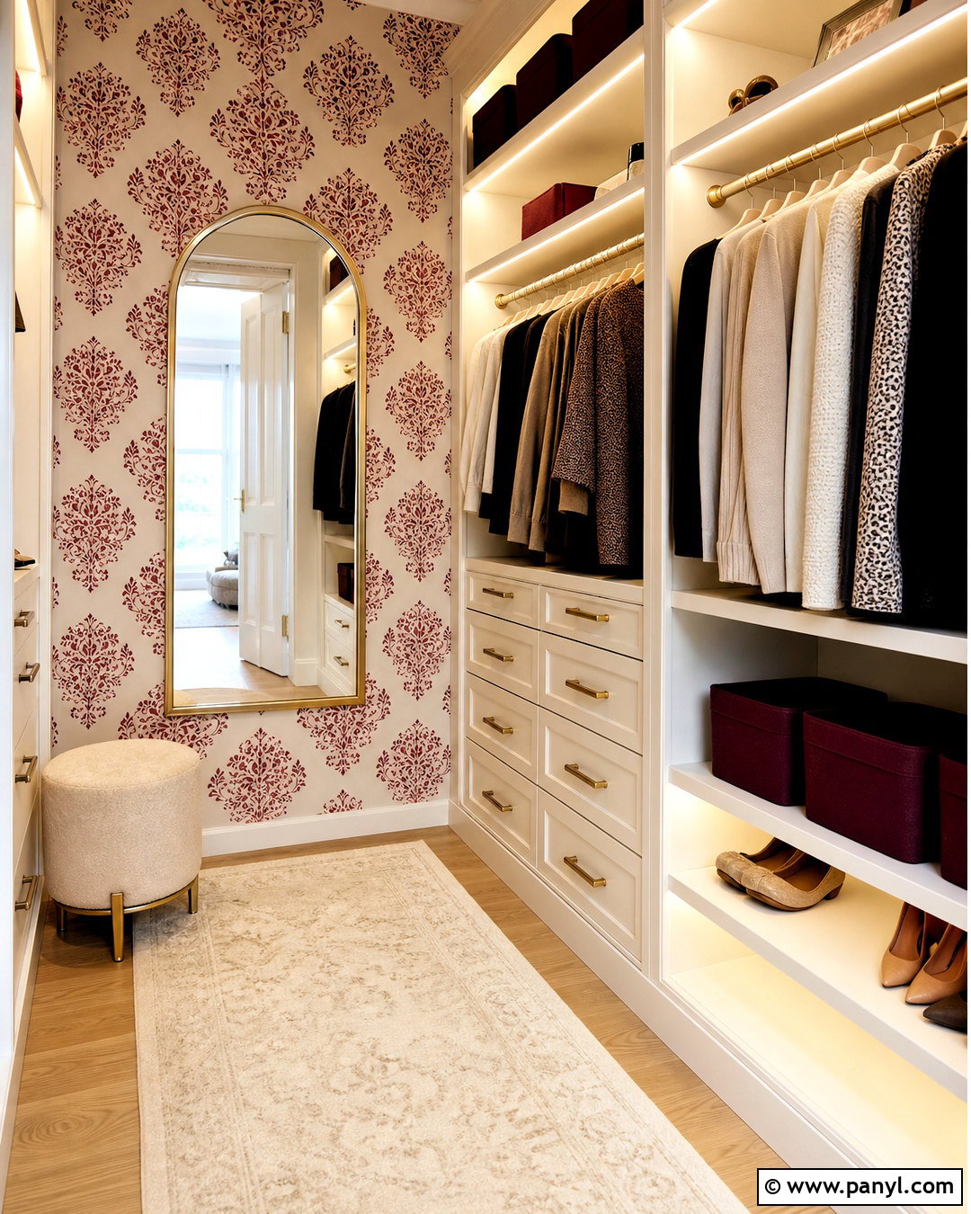 Red Damask Wall Decal Closet Dressing Area - 20 red damask wall decal ideas