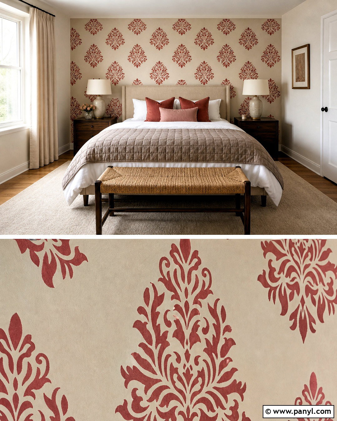 Red Damask Wall Decal Guest Bedroom - 20 red damask wall decal ideas