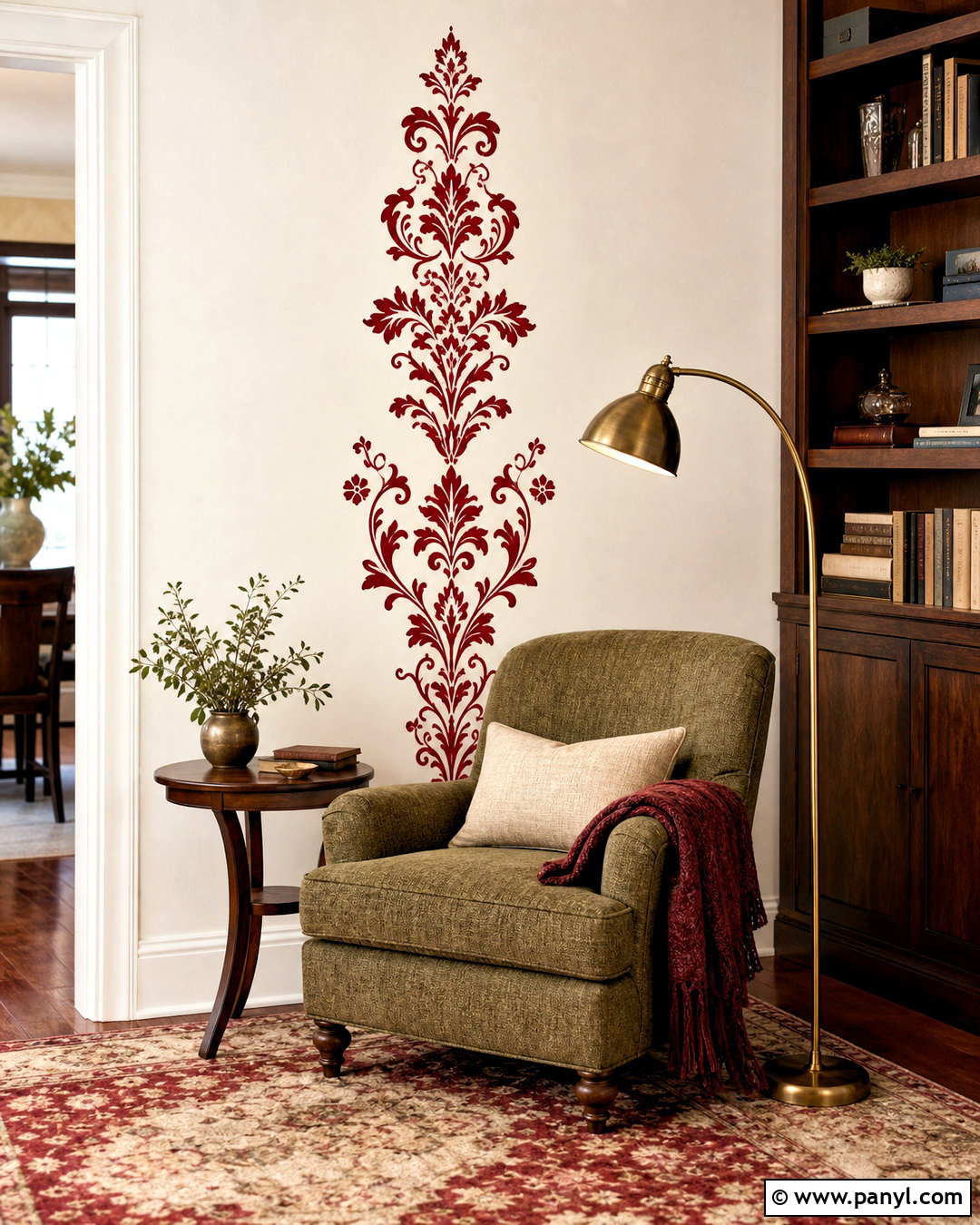 Red Damask Wall Decal Reading Nook - 20 red damask wall decal ideas